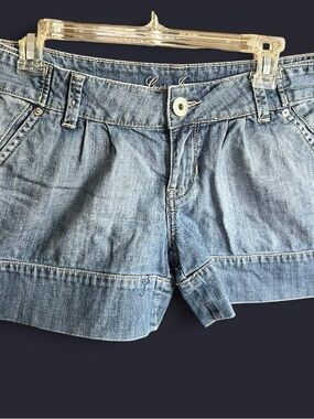 Guess Light Blue Denim Pleated Jean Shorts